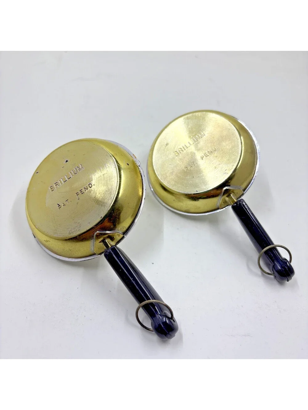 Vintage 1950's Brillium Mini Frying Pan Salt & Pepper Shakers 4 1/2